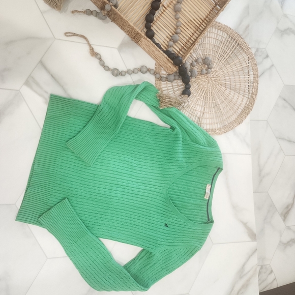 [ Old Navy] y2kvibes green vneck cable knit vibes long sleeve pull over sweater - Picture 3 of 9